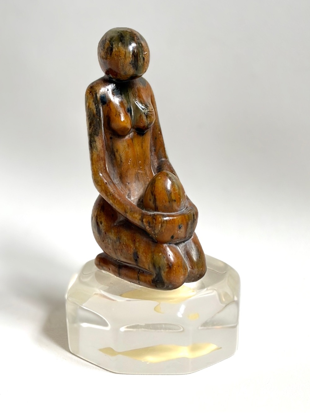 Mid Century Stone Sculpture Signed Original Artwork Nude Woman Mother Vázquez